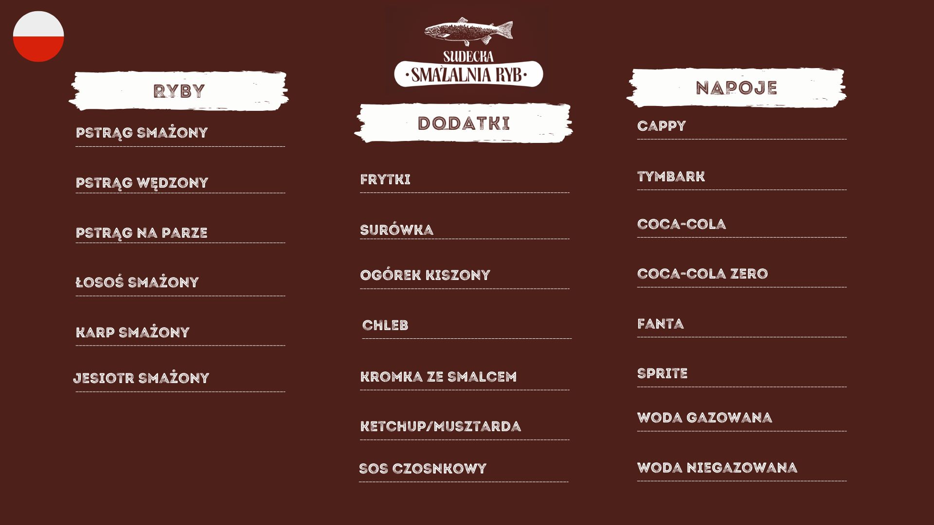 Menu Sudeckiej Smażalni Ryb